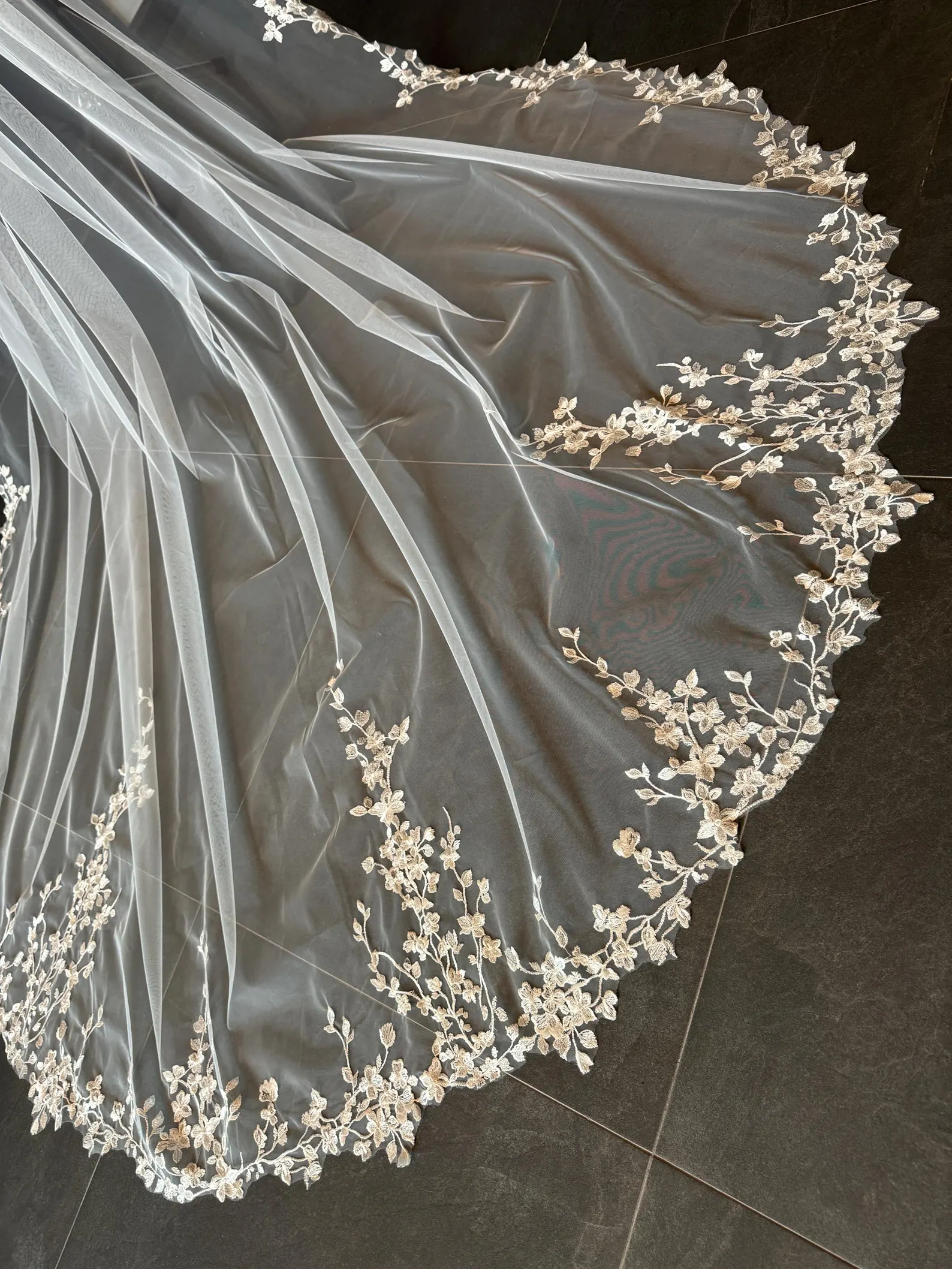 il 1588xN.6490000183 rjgm Long Cathedral Wedding Veil with Embroidered Edge