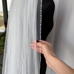 Luxury Wedding Veil with Hand-Beaded Edge