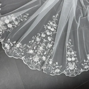 Handmade Bridal Veil with Scalloped Edge and Blusher