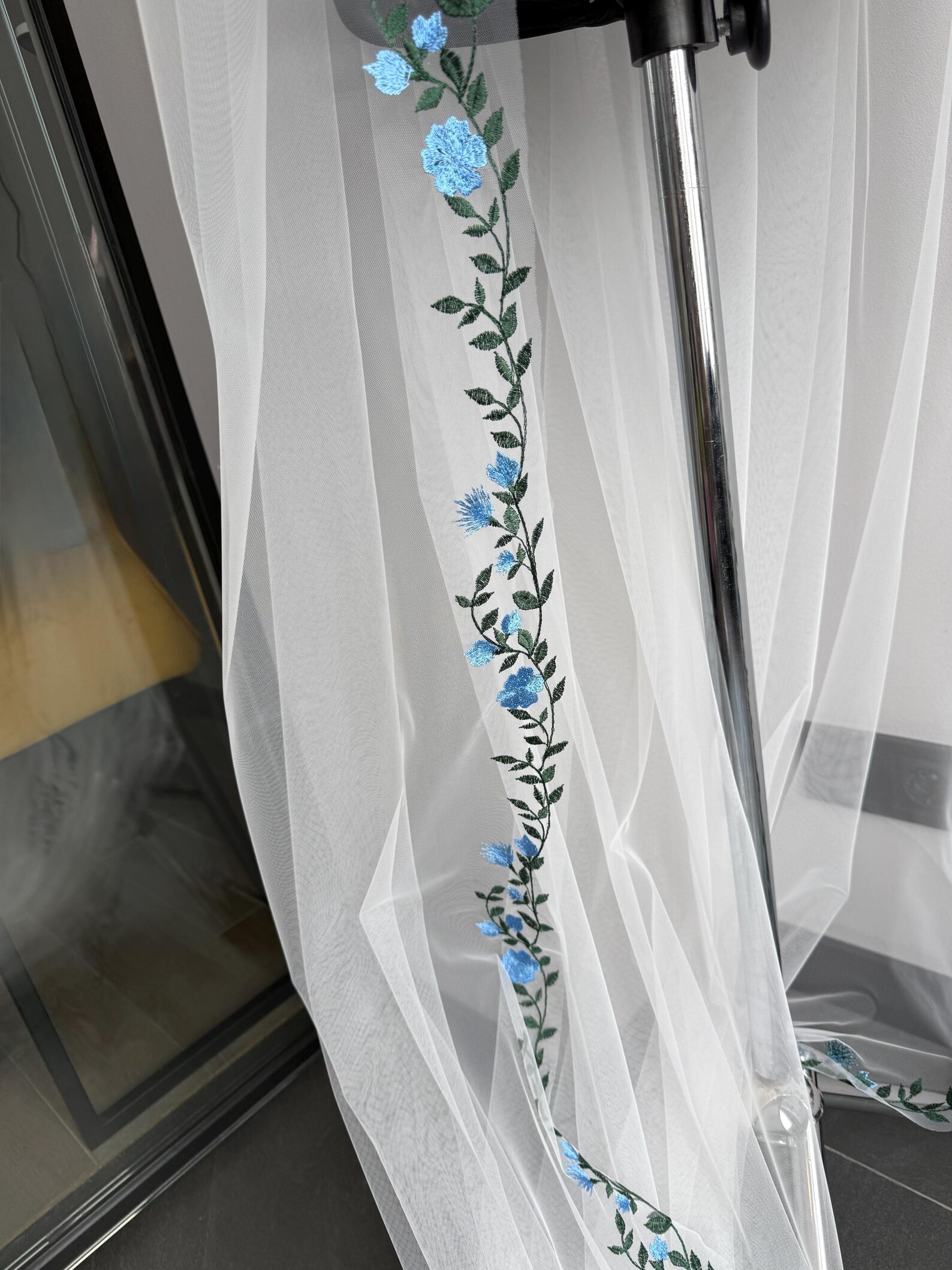 il 1588xN.7733107225 j5w6 Handmade Blue Embroidered Bridal Veil